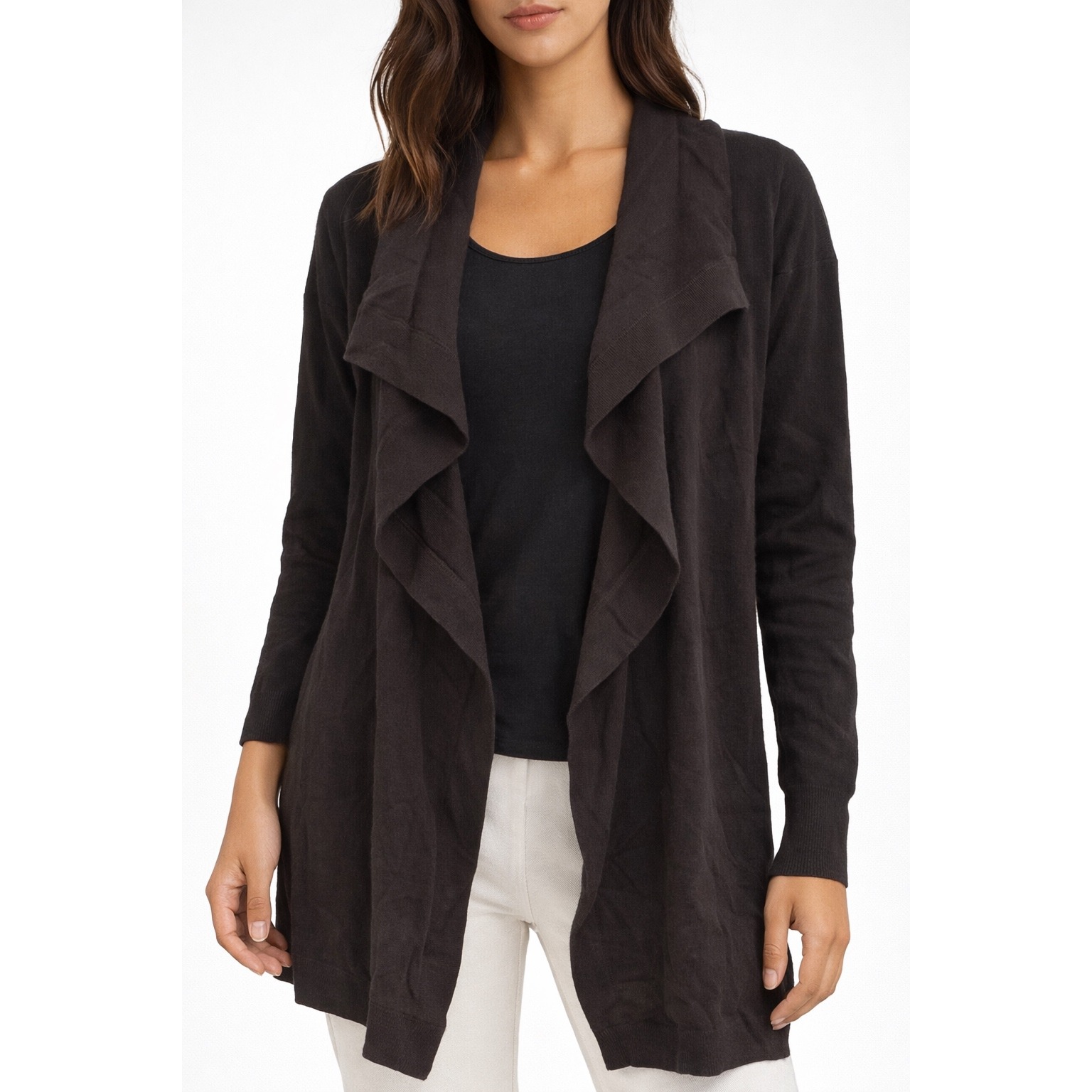 Theory Womens 100% Wool Draped Open Front Cardigan Espresso Brown Size M